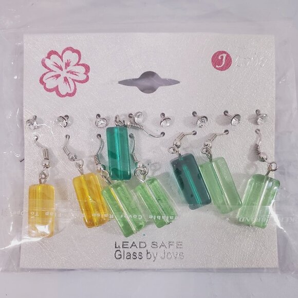 DANGLE and Stud Glass Earrings By Jove - Set of 8 Earring Pairs. - Picture 4 of 10